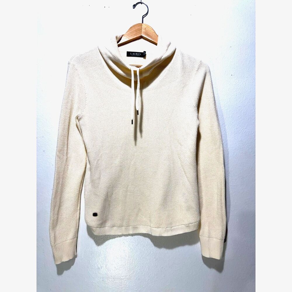 Lauren ralph lauren sweater waffle knit oatmeal cotton neutral casual women M